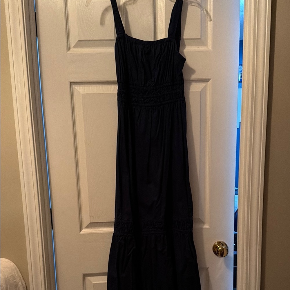 LOFT navy Smocked Maxi Dress with Wide Straps